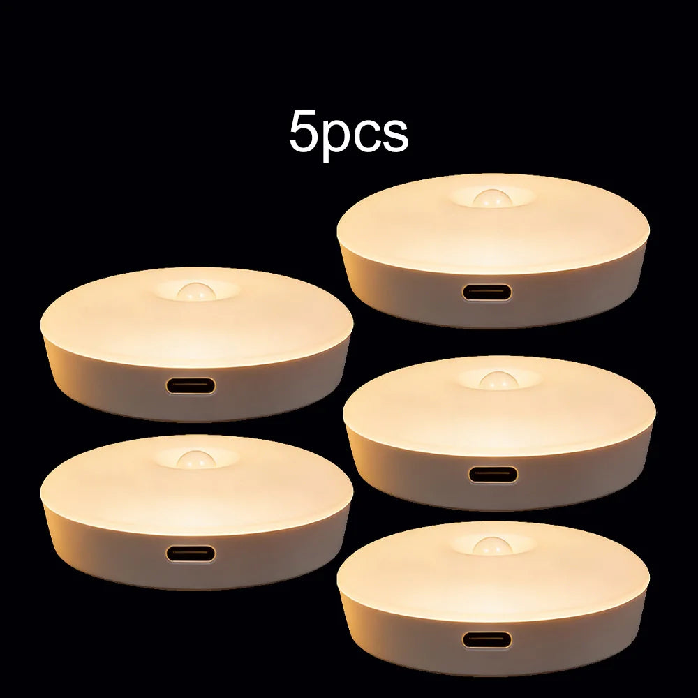 LED Motion Sensor Night Light: USB Rechargeable, Magnetic Base – For Kitchen, Bedroom, Stairs & Wall Lighting
