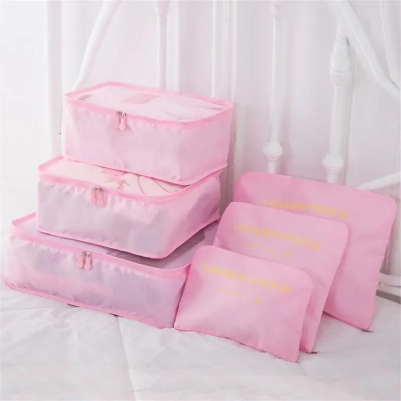 6 PCS Travel Storage Bag Multifunction Packing Cube Bag Travel Kit Set for Women Clothes Tidy Organizer Wardrobe Suitcase Pouch