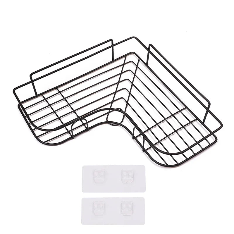 Bathroom Shelf Shampoo Storage Shelf Cosmetic Holder No Punch Metal Shelf Condiment Organizer Corner Shelf Bathroom Accessories