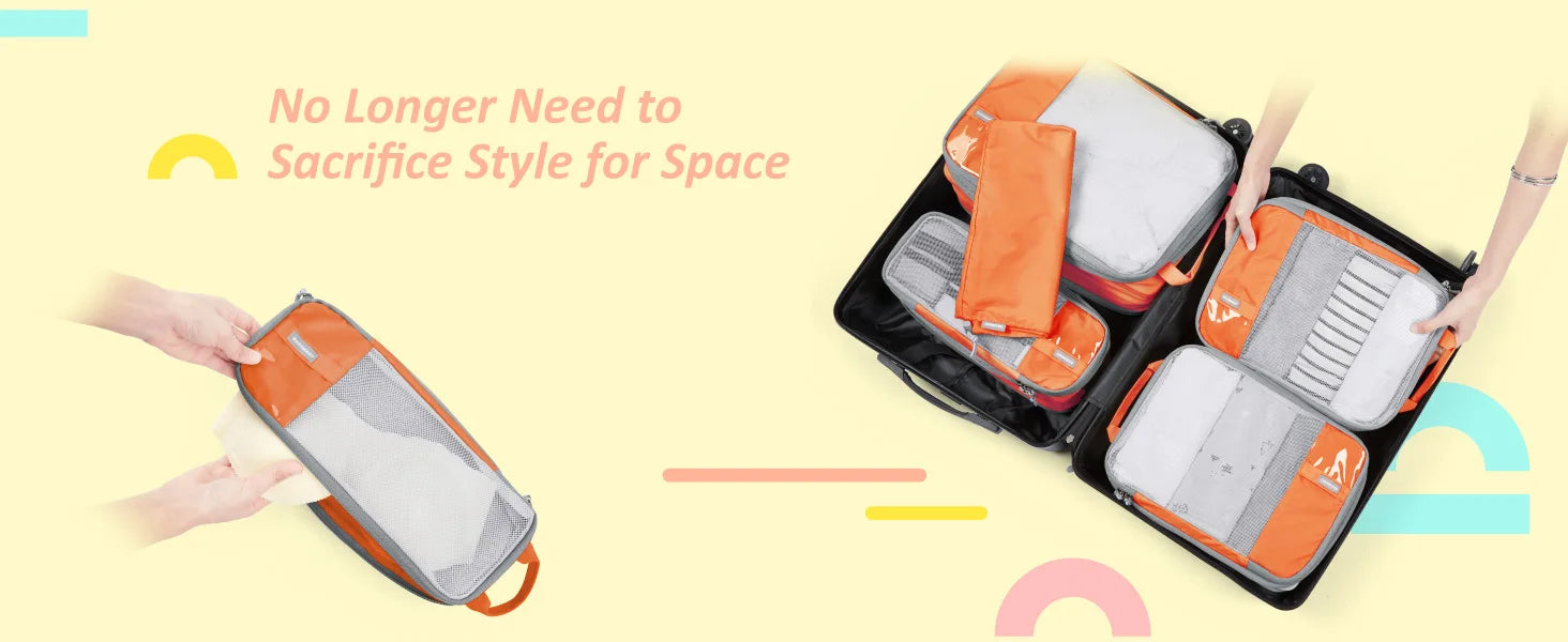 BAGSMART Compression Packing Cubes for Travel - 6/4/2 Set Lightweight Durable Luggage Organizer Bags Travel Essentials