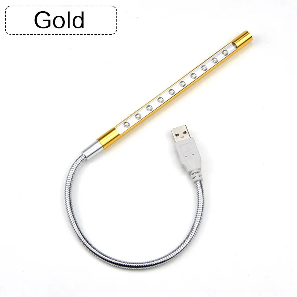 USB LED Reading Light Flexible Book Light 10 LED Mini Lamp for Laptop Notebook PC Computer Study Desk Bedroom Night Light