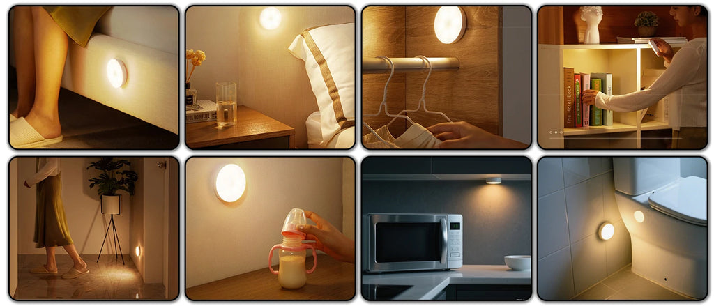 LED Motion Sensor Night Light: USB Rechargeable, Magnetic Base – For Kitchen, Bedroom, Stairs & Wall Lighting