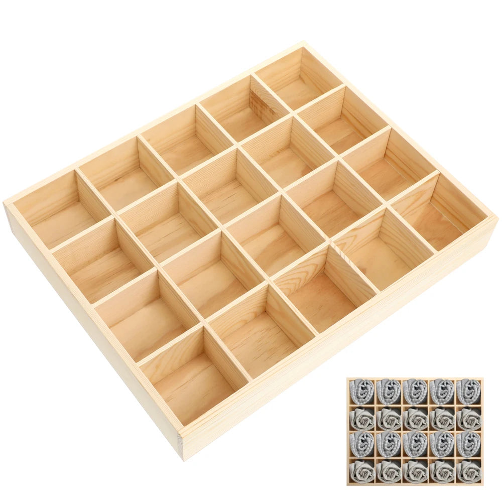 1pc Drawer Organizers For Clothing Underwear Sock Bra Pant Scarf Tie Wardrobe Drawer Storage Organizer Wooden Space Saving Case