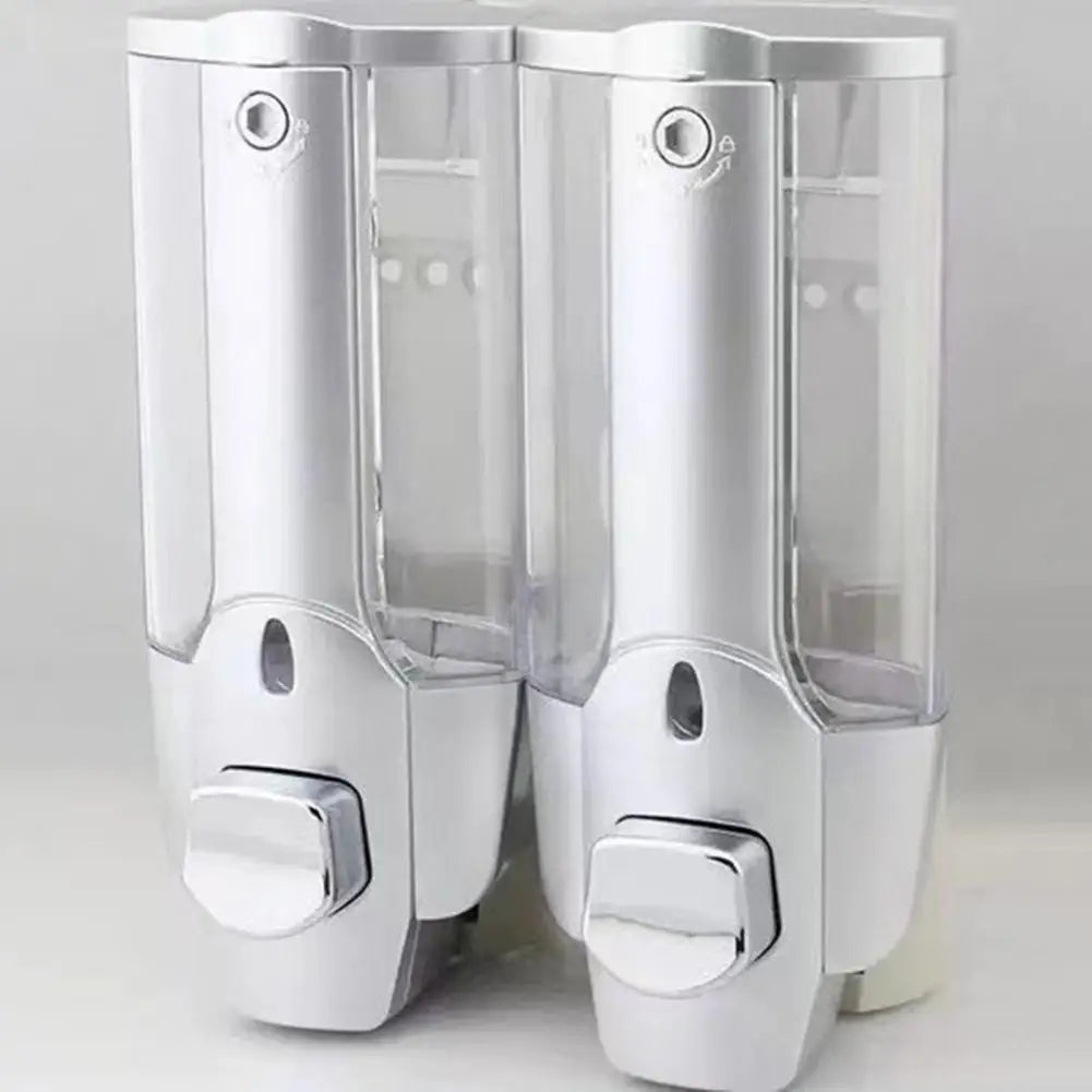 350ml Soap Dispenser 1/2 Chamber Wall-Mounted Manual Shower Dispenser With Large Capacity Shampoo Conditioner Bathroom Accessory