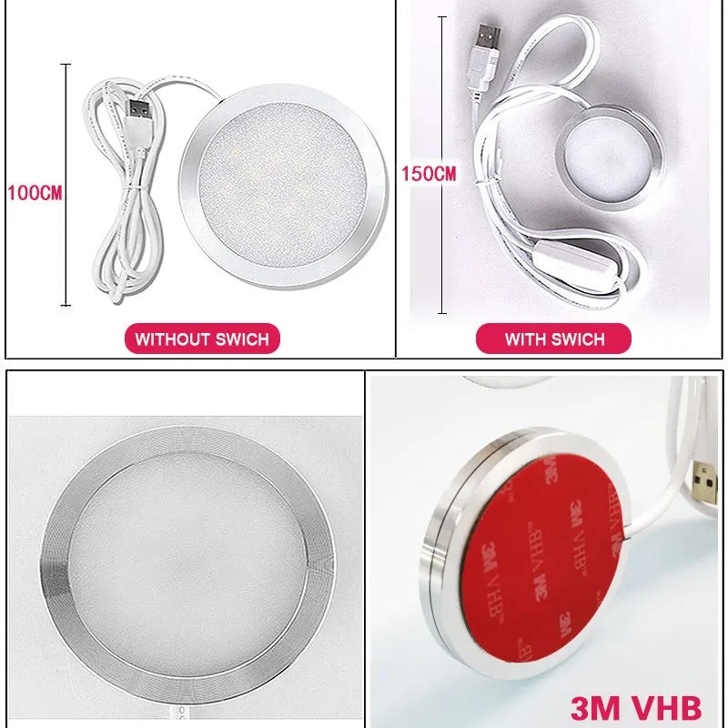 USB 5V LED Under Cabinet Light 5W 3W 7W Mini Spotlight Jewelry Display Showcase Wardrobe Surfaced Mounted Ceiling lamp downlight