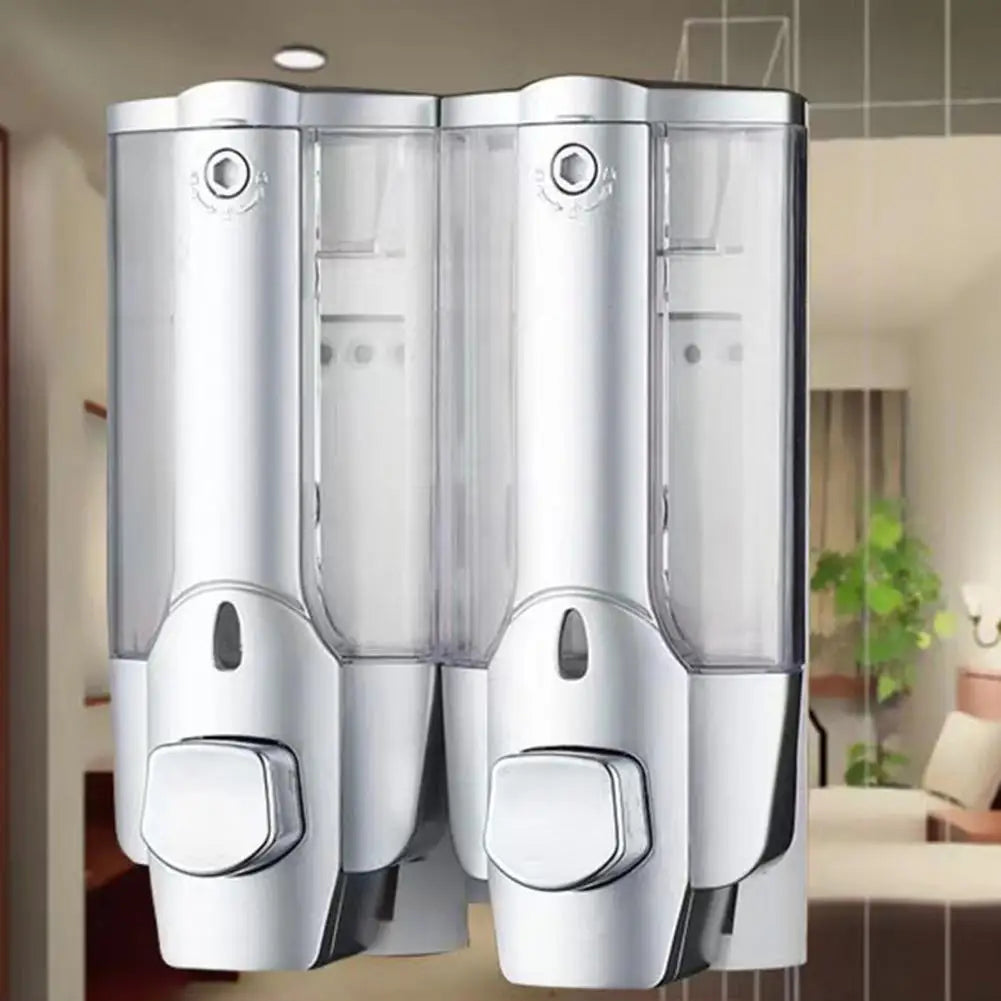 350ml Soap Dispenser 1/2 Chamber Wall-Mounted Manual Shower Dispenser With Large Capacity Shampoo Conditioner Bathroom Accessory