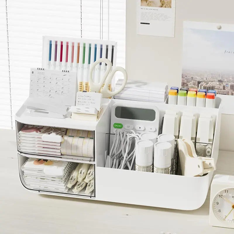 Desktop Storage Box, Divided Drawer For Easy Organization, Office Stationery Organizer, Study Desk Storage Rack
