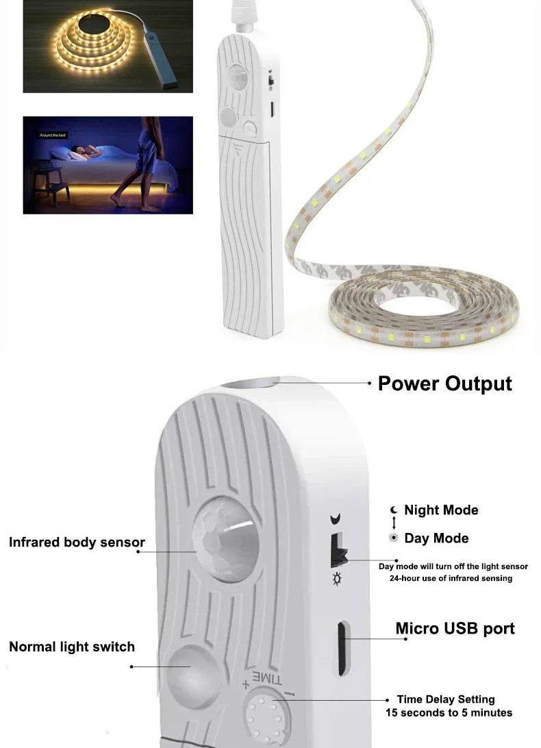 LED Motion Sensor Light LED Light Strip Cabinet Strip Lighting AAA Battery Waterproof for Kitchen Wardrobe Cabinet Pantry Closet