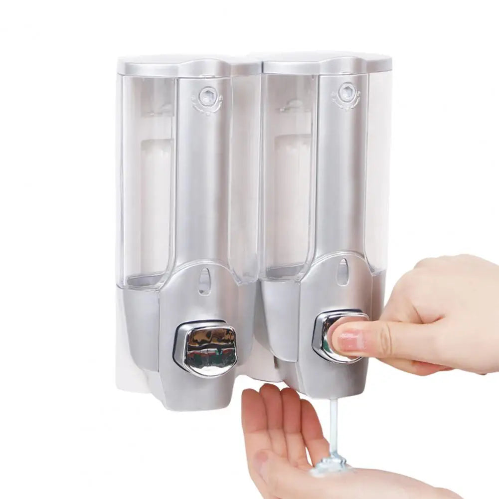350ml Soap Dispenser 1/2 Chamber Wall-Mounted Manual Shower Dispenser With Large Capacity Shampoo Conditioner Bathroom Accessory