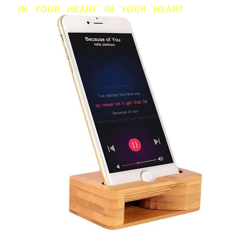 Phone Holder Stand Amplifier Cell Speaker Wooden Desk Wood Bamboo Sound Mobile Bracket Desktop Tablet Car Shower Cellphone Dock