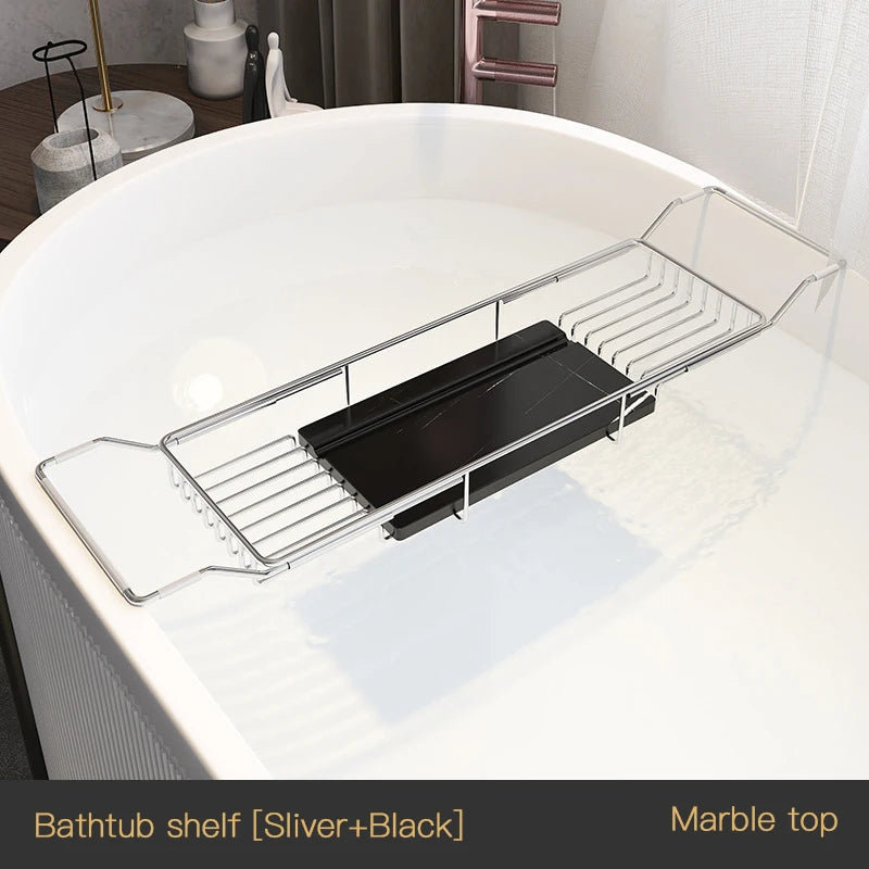 Bathtub shelf retractable multi-function, bathroom bath shelf, stainless steel mobile phone non-slip storage bracket