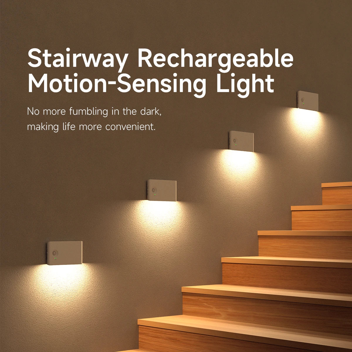 LED Motion Sensor Night Light Dimmable Rechargeable Ambient Light with Magnetic Suction, for Cabinet/Living Room/Hallway/Stair