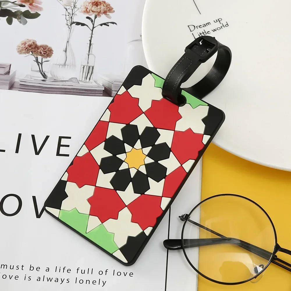 1PCS Geometric Soft Silicone Luggage Tags Suitcase ID Addres Name Holder Baggage Tag Label Travel Accessories Luggage Tags