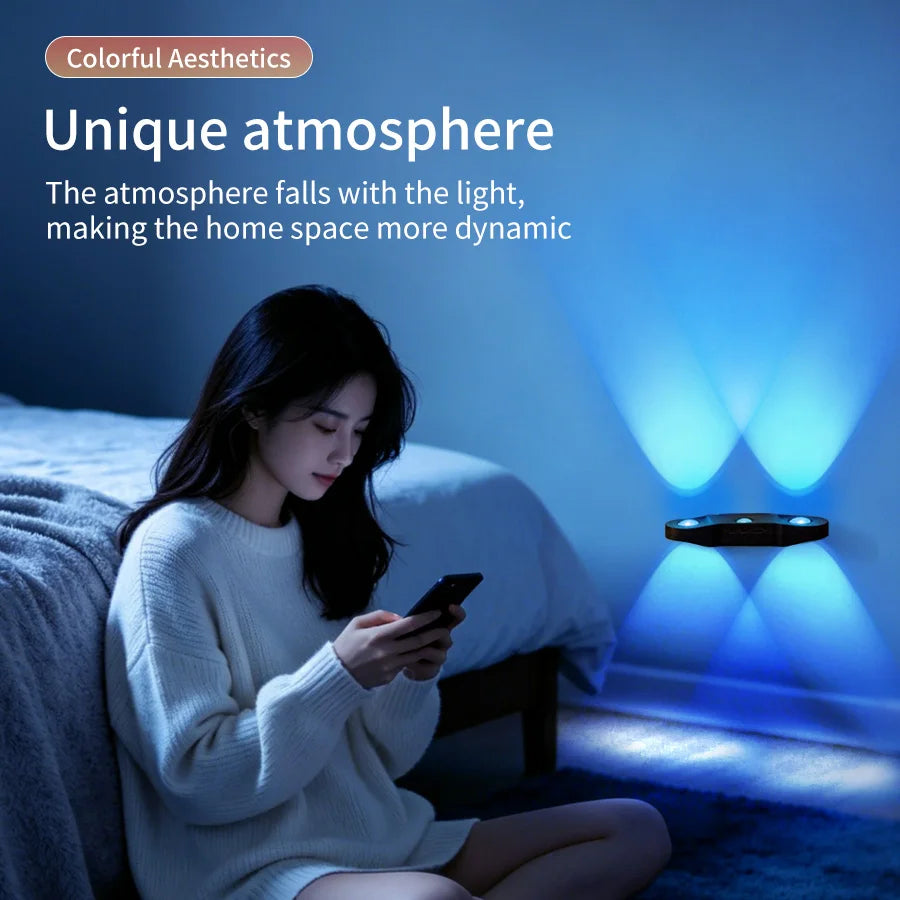 LED Motion Sensor Wall Light RGB 3Color Magnetic Rechargeable Night Lamp USB Touch Dimming Cabinet Stair Atmosphere Light Decor