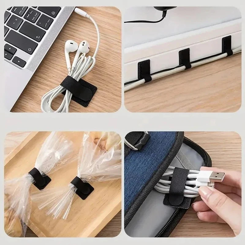 10pcs Reusable Cable Organizer Desk Wire Cable Tie Organizer Self Adhesive Cord Rope Holders Cord Protection Straps