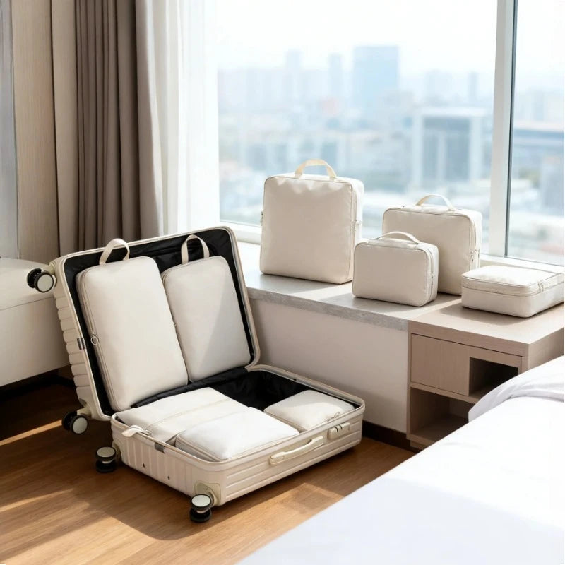 Lightweight Polyester Packing Cubes,6-Piece Organizer Set-Effortless Compression,Saves Room for Souvenirs,Perfect for Long Trips