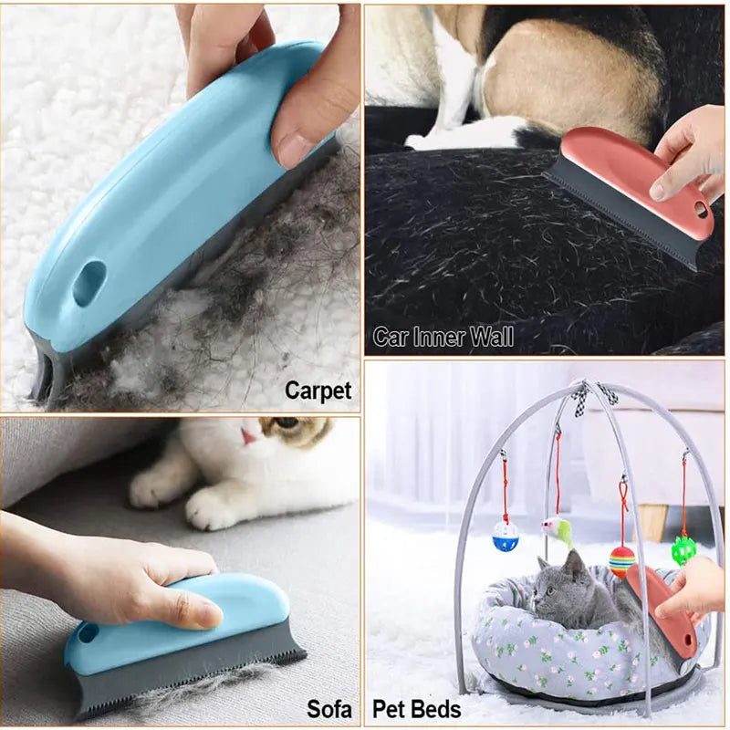 1Pc Pet Hair Remover Brush Portable Double Serrated Structure Pet Hair Detailer Brush for Car Interiors Furniture Carpet Sofa