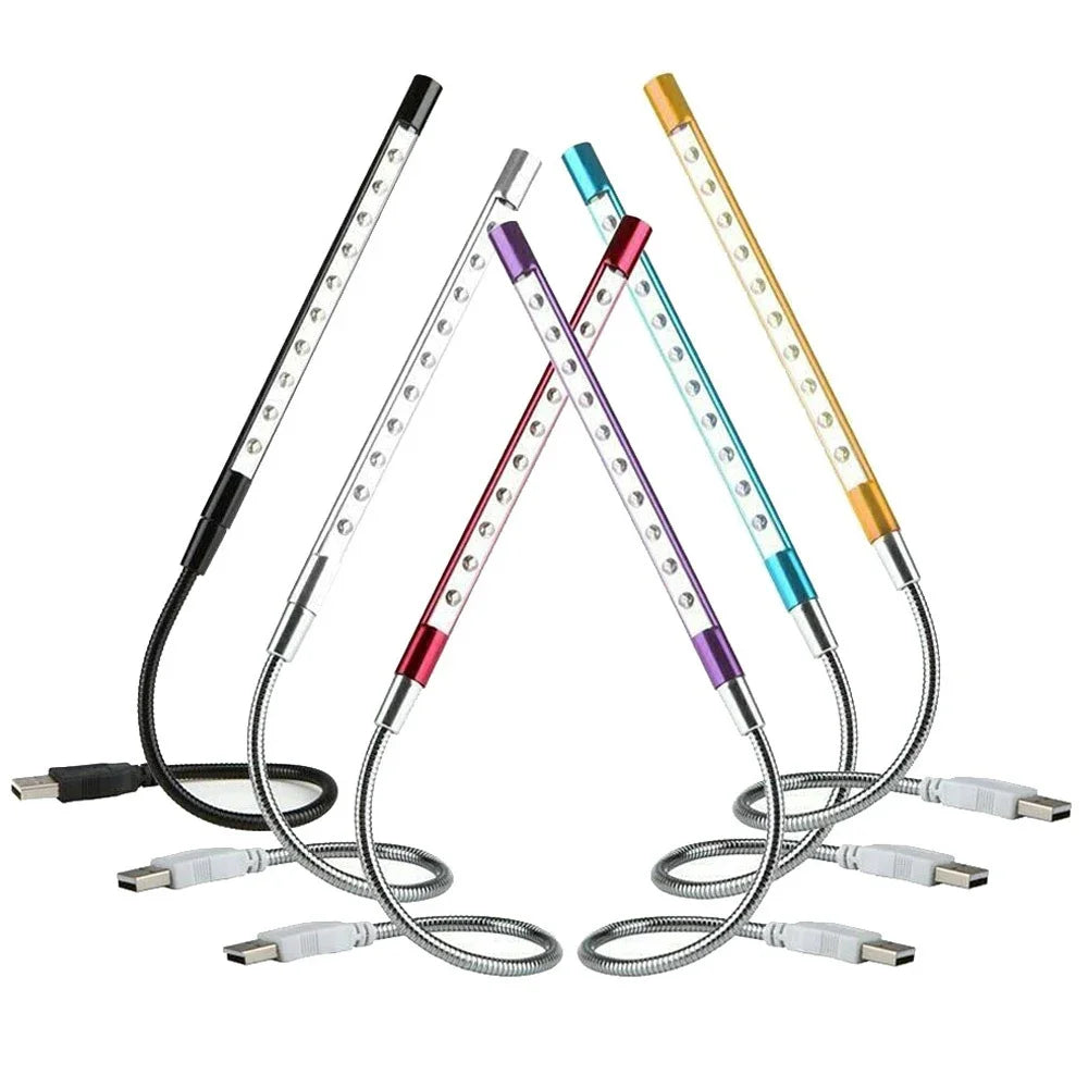 USB LED Reading Light Flexible Book Light 10 LED Mini Lamp for Laptop Notebook PC Computer Study Desk Bedroom Night Light