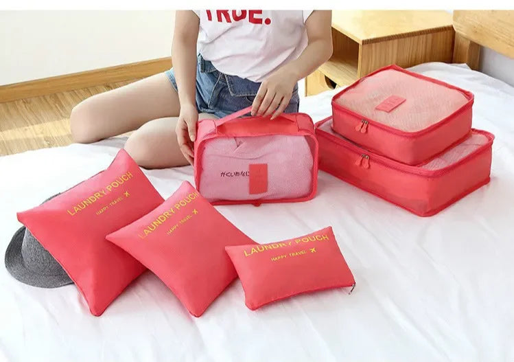 6 PCS Travel Storage Bag Multifunction Packing Cube Bag Travel Kit Set for Women Clothes Tidy Organizer Wardrobe Suitcase Pouch