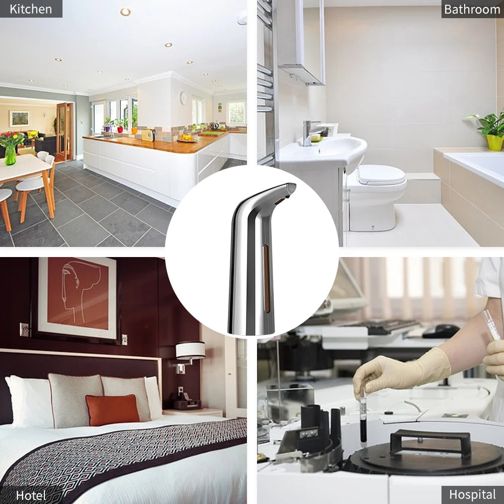 400mL Automatic Soap Dispenser Infrared Hand-free Touchless Soap Dispenser Dish Liquid Lotion Gel Shampoo Chamber Auto Hand Soap