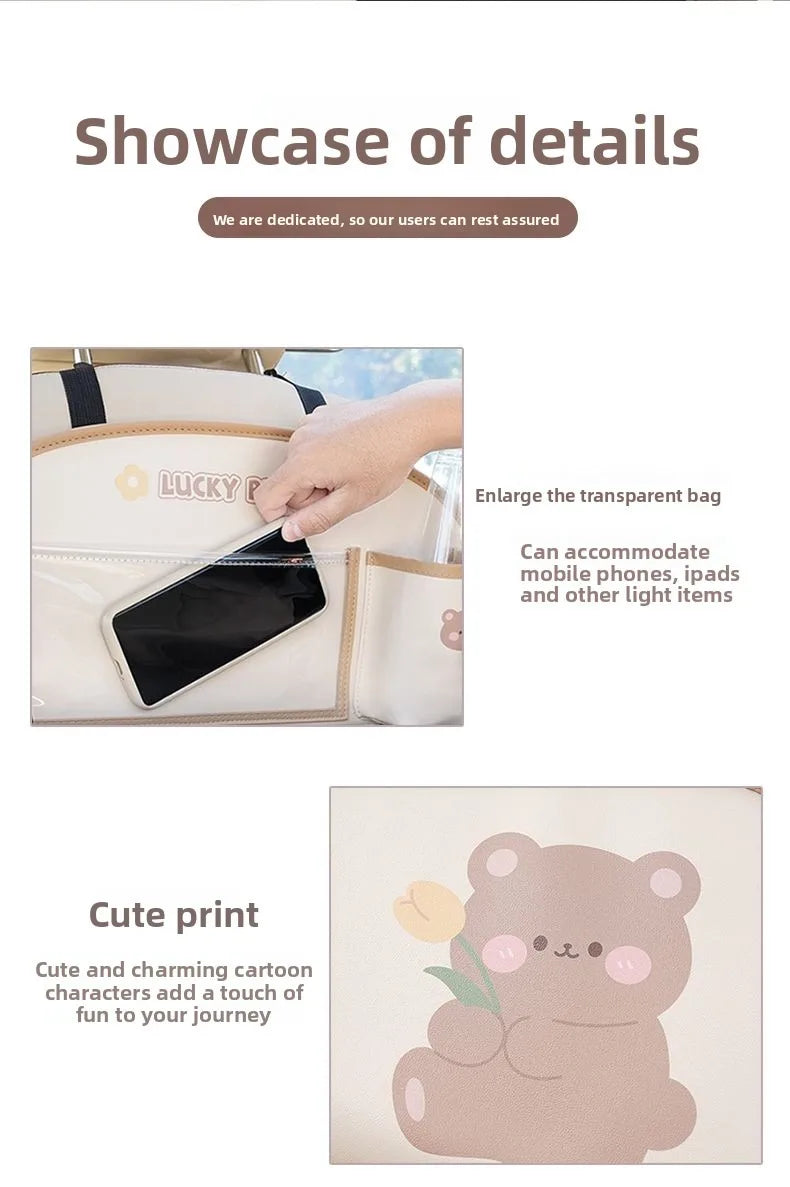 Car Seat Back Organizer - Rear Hanging Storage Bag, Backseat Table Tray, Vehicle Mounted Desk Board