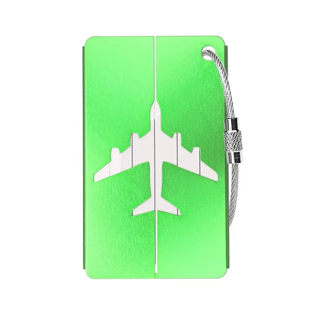 Pack Etiquetas de Maleta Aluminio — Diseño Antirrobo con Anilla de Acero