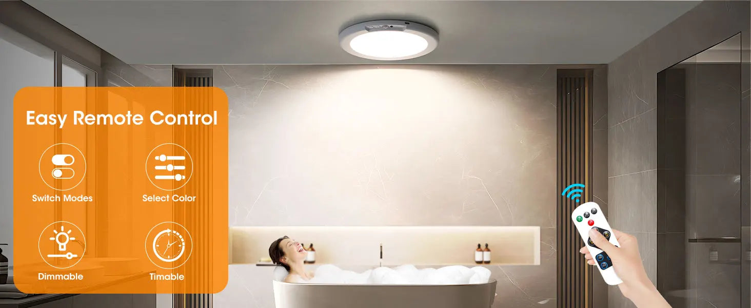 LED Motion Sensor Ceiling Light  Magnetic Installation With Remote Control USB Rechargeable For Shower Bedroom Closet Night Lamp
