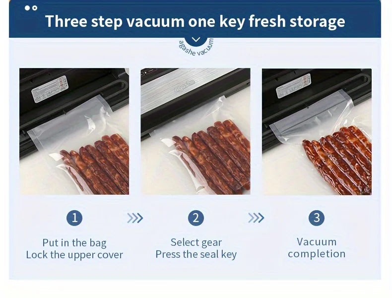 Vacuum Sealer with 10 bags, Home Kitchen Food Preservation, Automatic Sealing and Packaging Machine, Suitable for 28cm wide bag
