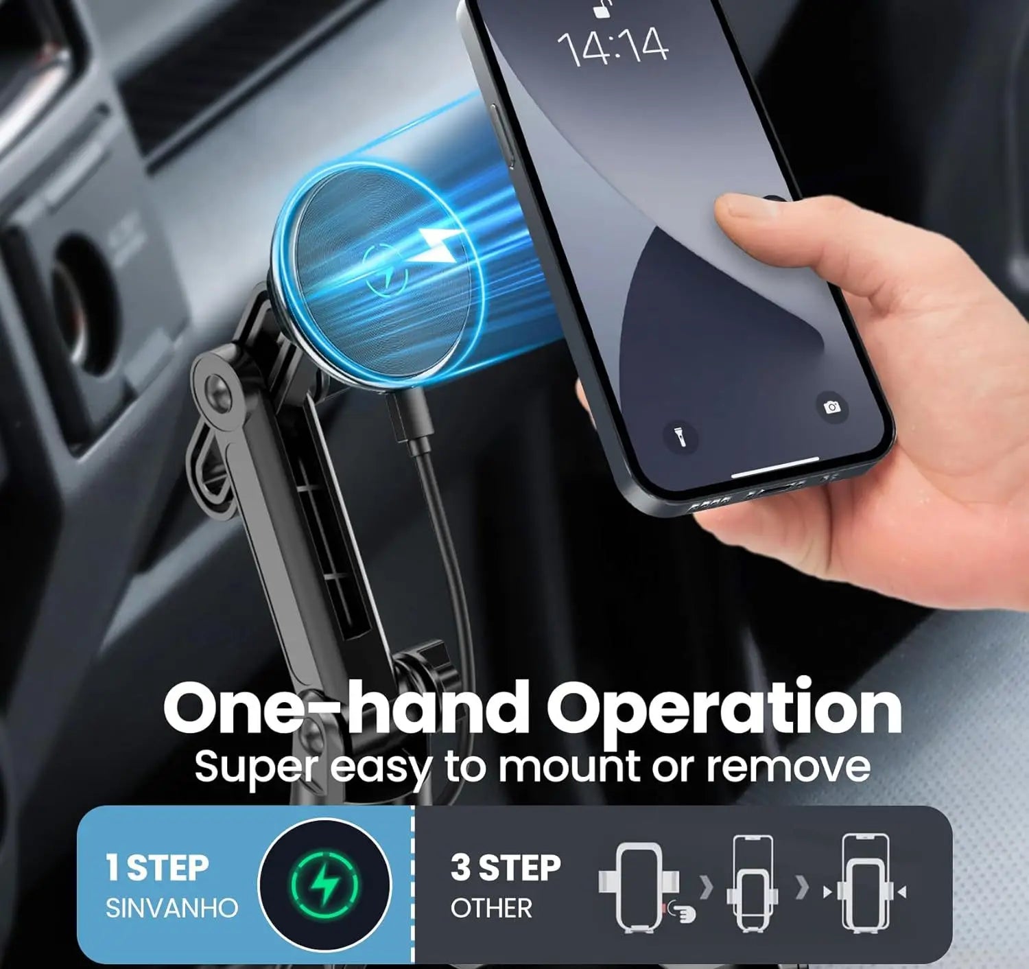 Car phone holder, multifunctional car cup holder suction, mobile phone navigation holder, magnetic wireless charger