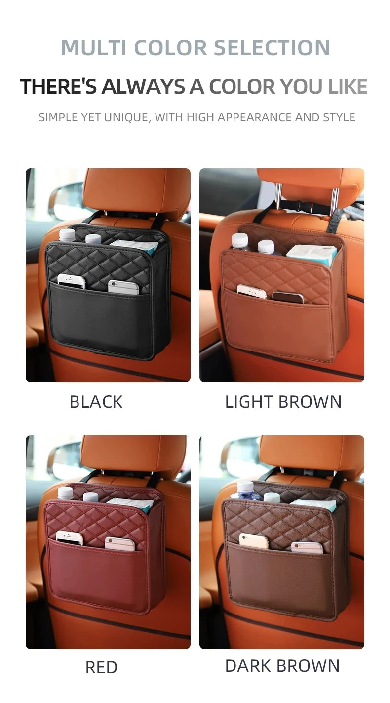 Car Organizer Multi-functional Car Seat Storage Bag Waterproof Hanging Car Seat Organizer Garbage Bag Suitable for Most Car