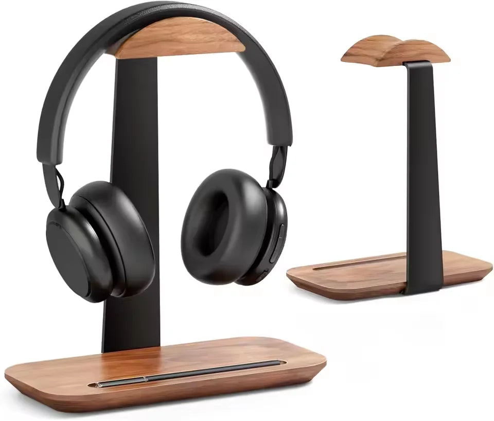 Headphone Stand, Wood Headset Stand for Desk, Universal Headphone Holder with Storage Base for Gaming, Airpod max, Bose,Razer