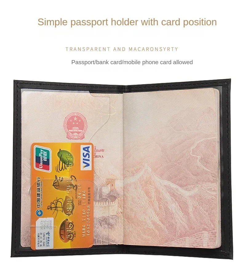 High Quality English PU Leather Passport Covers Document Cover Travel Passport Holder ID Card Passport Holder Travel Acceessory