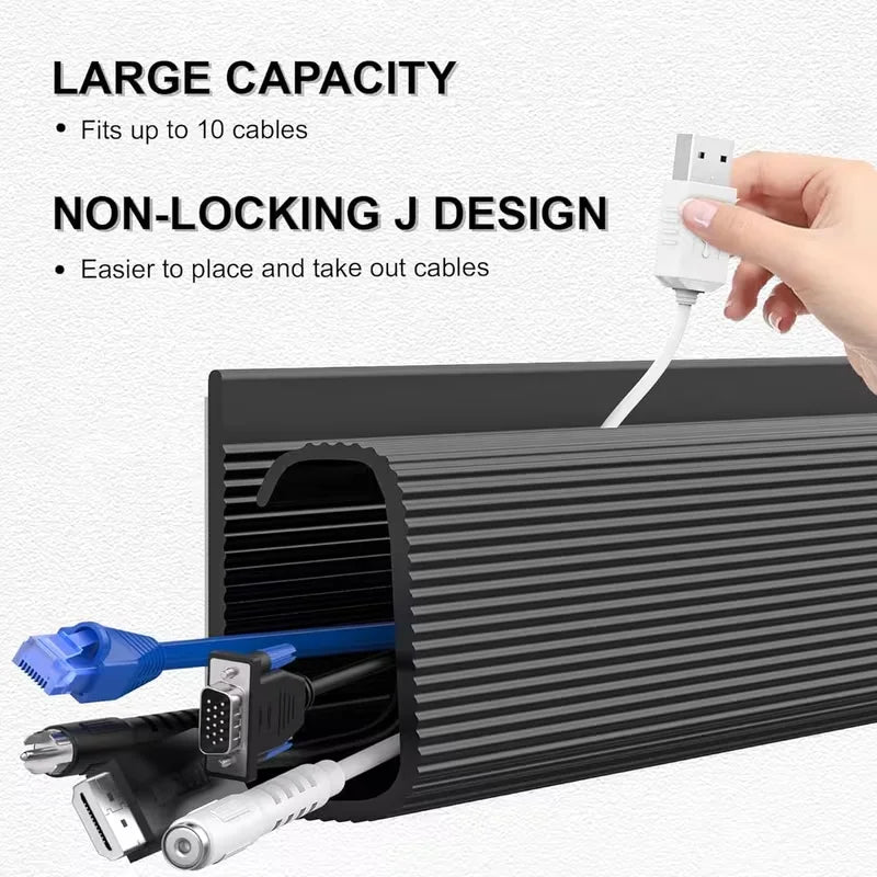 1PC 40cm/15.75cm Channel Desk Cable Organizer Cable Management Accessories White Cable Protecter No Drilling Under Desk Manageme