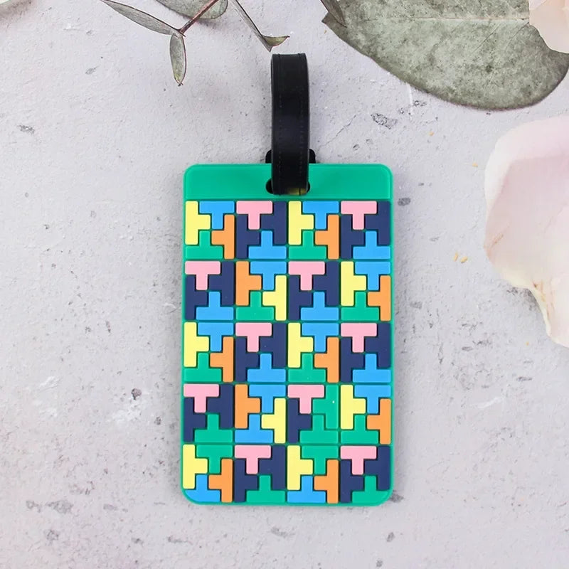 1PCS Geometric Soft Silicone Luggage Tags Suitcase ID Addres Name Holder Baggage Tag Label Travel Accessories Luggage Tags