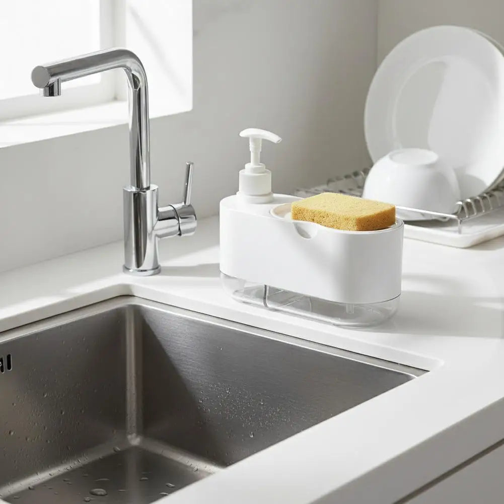 Soap Dispenser With Sponge Holder Shampoo Dispenser Soap Pump Container Storage Organizer Holder For Home Bathroom Kitchen