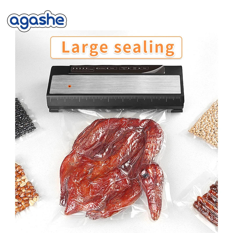 Vacuum Sealer with 10 bags, Home Kitchen Food Preservation, Automatic Sealing and Packaging Machine, Suitable for 28cm wide bag