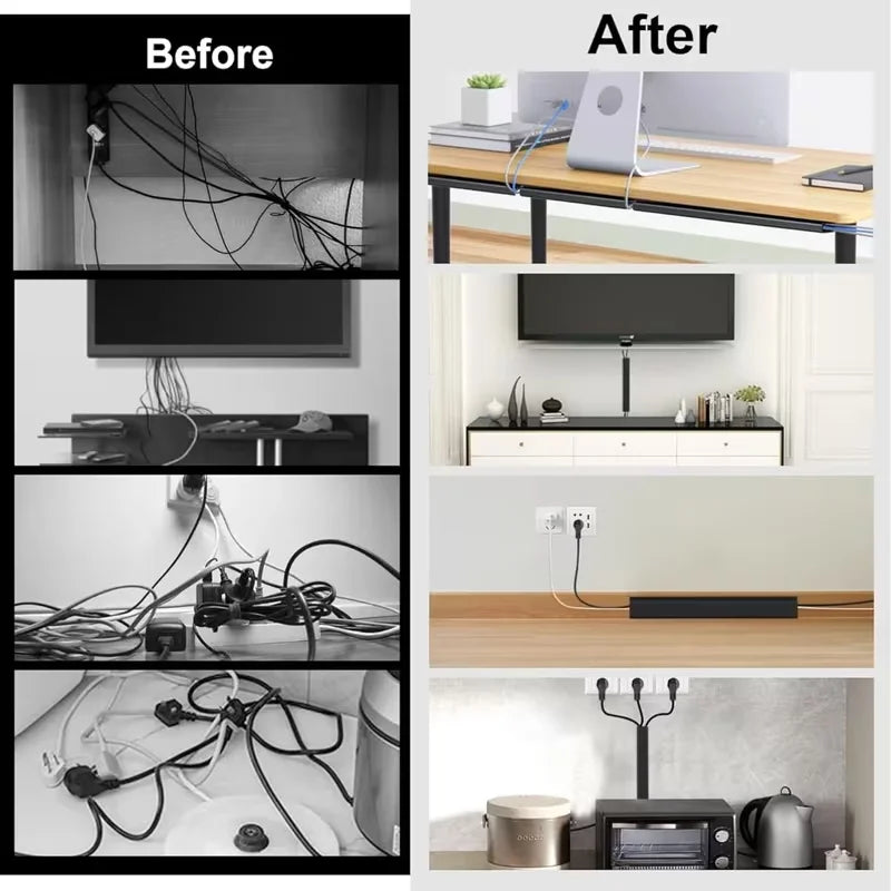 1PC 40cm/15.75cm Channel Desk Cable Organizer Cable Management Accessories White Cable Protecter No Drilling Under Desk Manageme