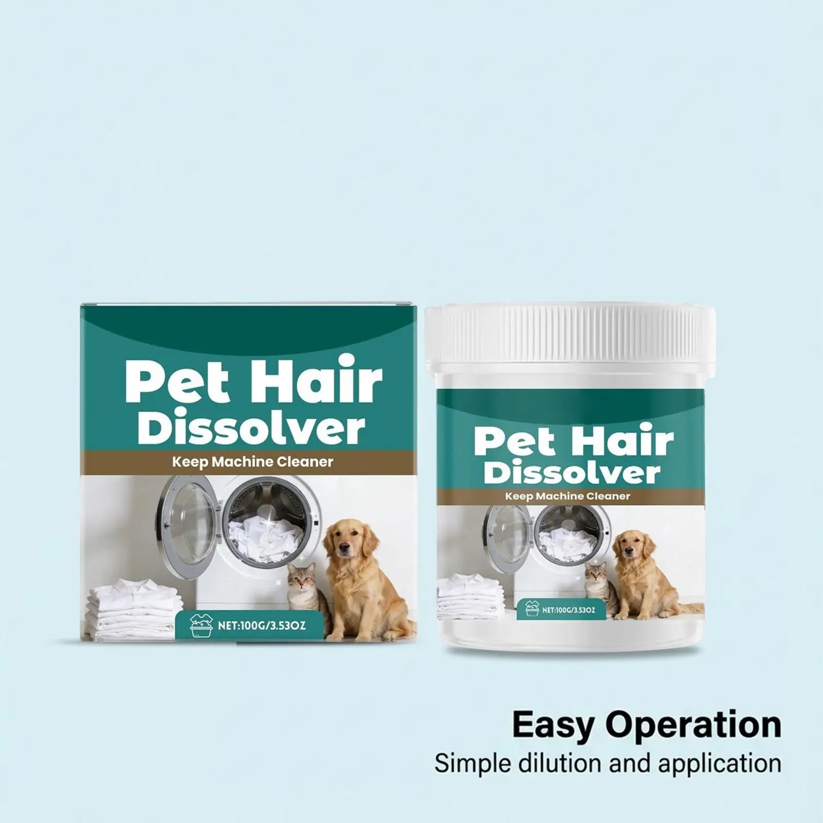 Pet Hair Dissolver Laundry Cleaner 100g Washing Machine Hair Remover Detergent Additive for Clothes Carpet Bedding Fabric Towel