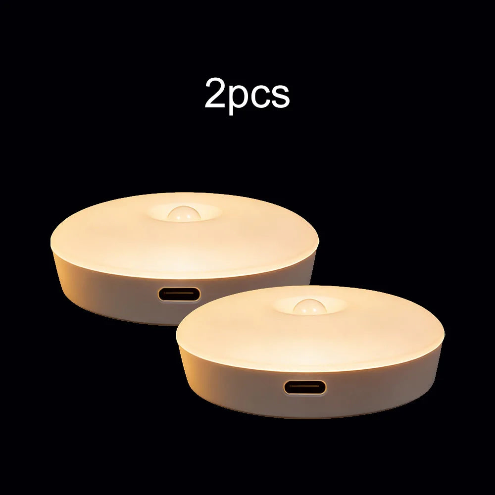 LED Motion Sensor Night Light: USB Rechargeable, Magnetic Base – For Kitchen, Bedroom, Stairs & Wall Lighting