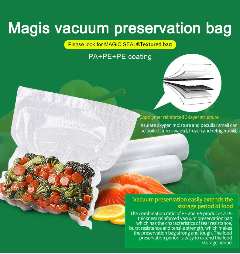Food Vacuum Sealer Bags For Sous Vide Food Saver Kitchen Storage Bag BPA-Free Vacuum Packaging Bags Kitchen Tool 20cm*500cm Roll
