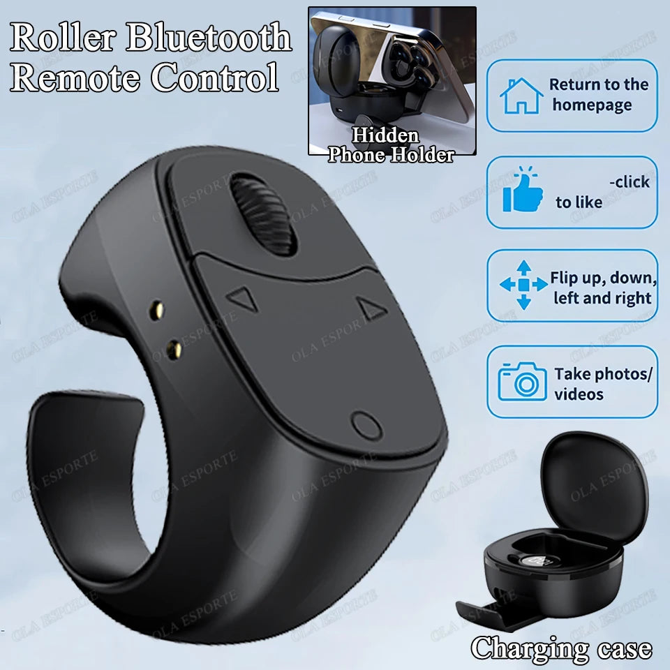 New Bluetooth Remote Control Touch Screen Page Turner Camera Video Recording Music Control For iPad iPhone Remote Scrolling Ring