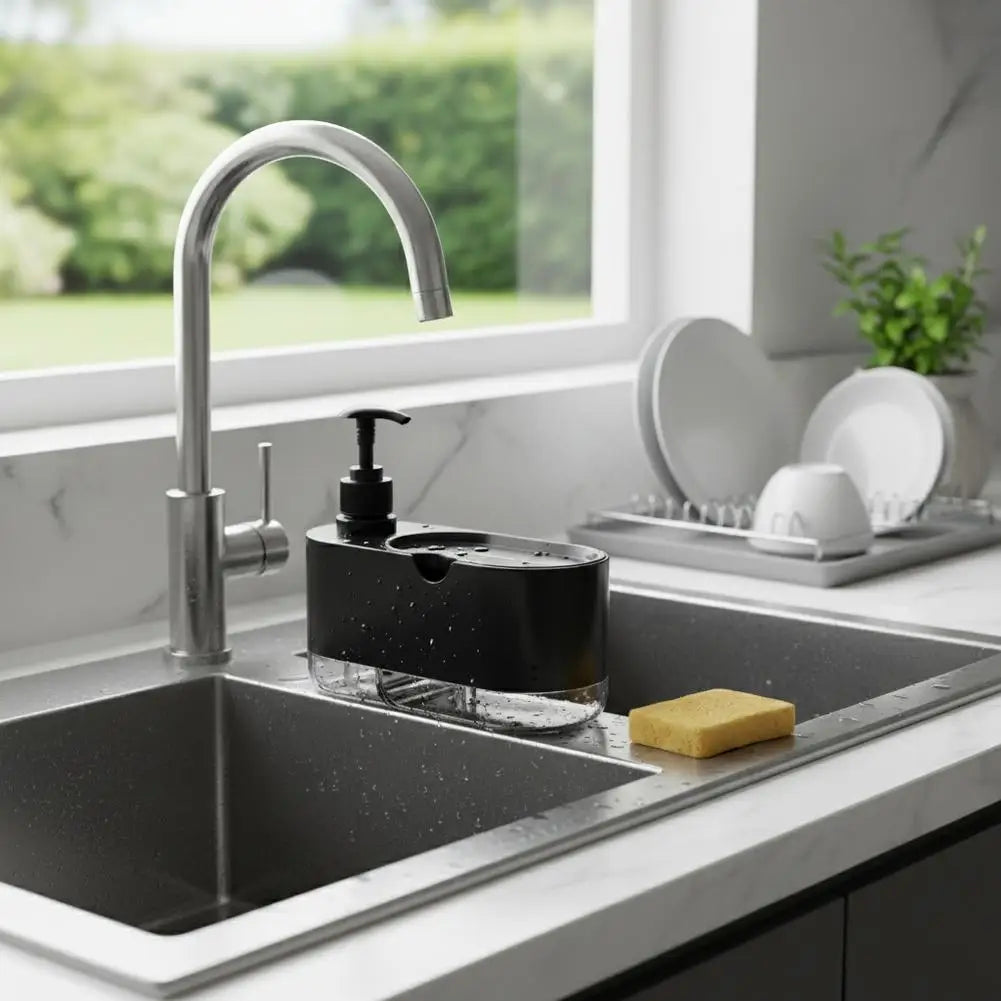 Soap Dispenser With Sponge Holder Shampoo Dispenser Soap Pump Container Storage Organizer Holder For Home Bathroom Kitchen