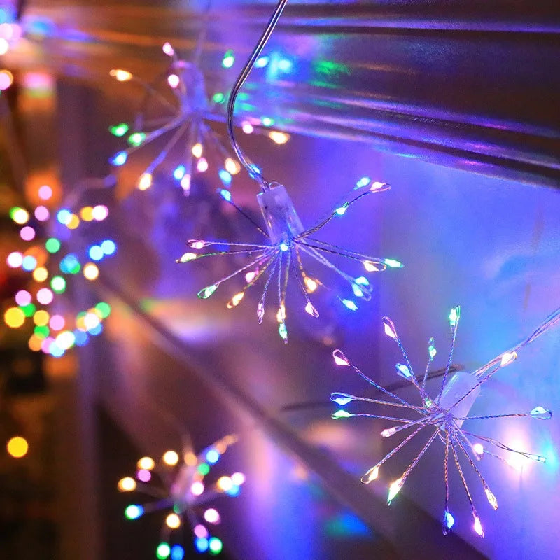 USB LED String Lights Outdoor Firework Fairy Lights 8 Modes Lighting Copper Wire LED Light for Camping Christmas Tree Decor Lamp