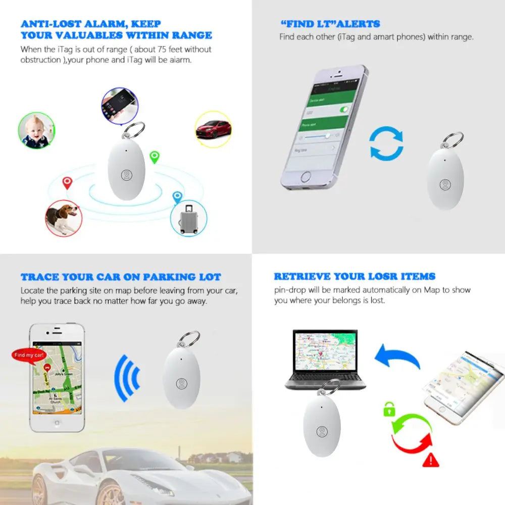 Mini GPS Tracker Bluetooth Tracker Two-Way Anti-Lost Device Pet Kid Key Bag Car Wallet Tracking Smart Finder Locator Accessories