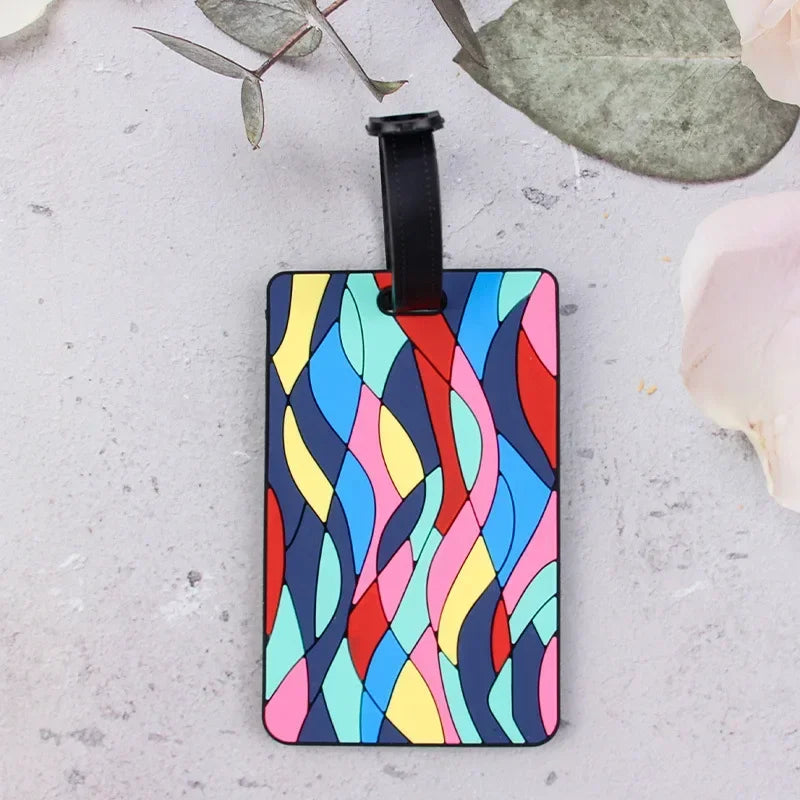 1PCS Geometric Soft Silicone Luggage Tags Suitcase ID Addres Name Holder Baggage Tag Label Travel Accessories Luggage Tags