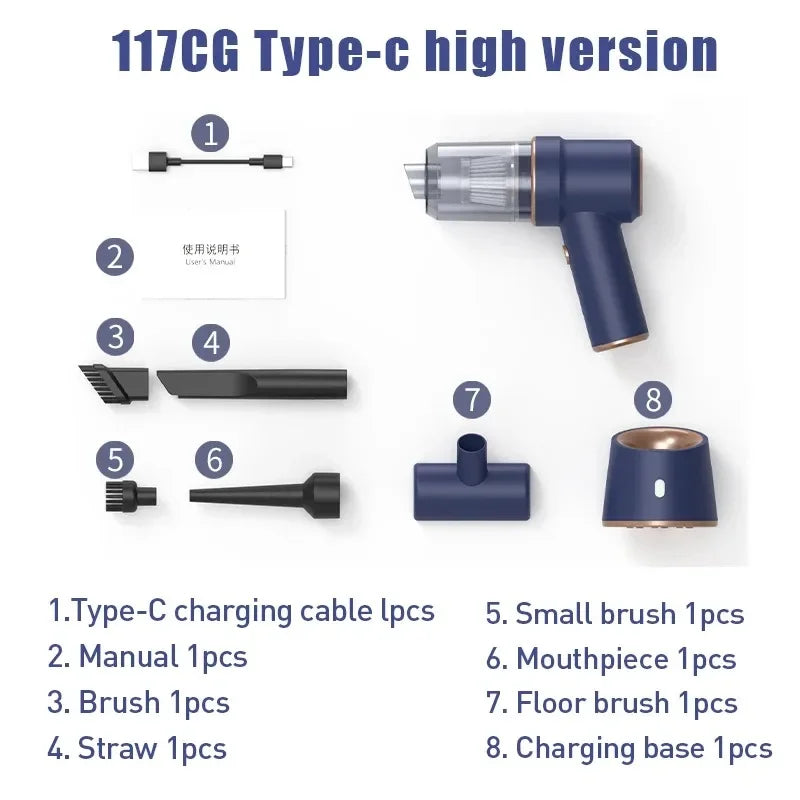 90000PA Car Vacuum Cleaner Mini Hand held Portable Wireless Cleaner for Home Appliance Powerful Cleaning Machine Car Cleaner