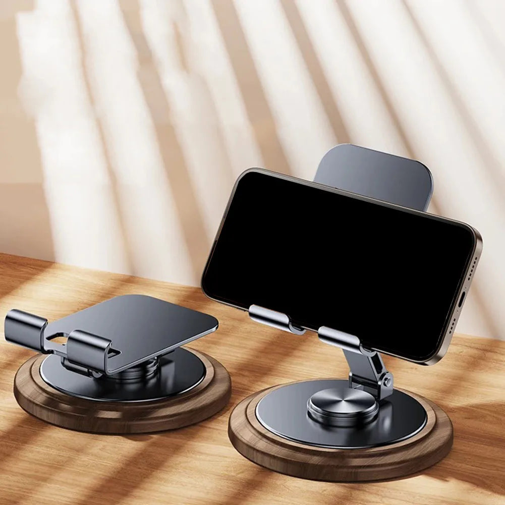 360° Rotatable Walnut Wood Phone Stand- Stylish & Versatile Desk Accessory Mobile Phone Holders & Stands