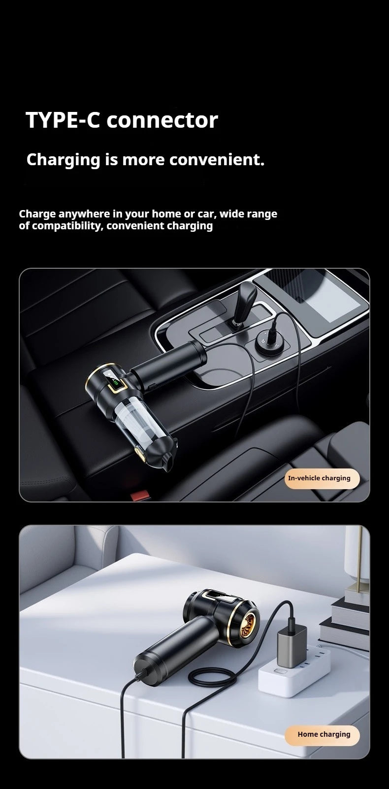 Mini Car Vacuum Cleaner Strong Scution Cordless 998000PA Powerful Wireless Car Cleaner HandHeld Portable Vacuum Cleaner for Car