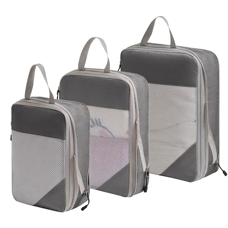 3pcs Travel Compression Bags Clothing Storage Bag Lightweight Travel Organizer Cubes Multifunctional Travel Essentials