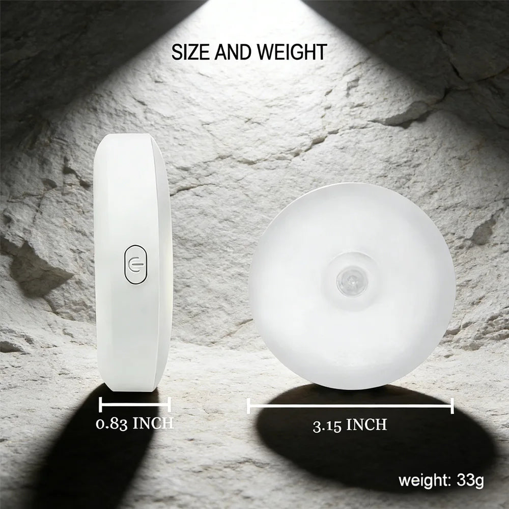 LED Motion Sensor Night Light: USB Rechargeable, Magnetic Base – For Kitchen, Bedroom, Stairs & Wall Lighting